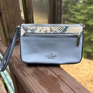 Kate Spade Light Blue and Snake Print Wristlet